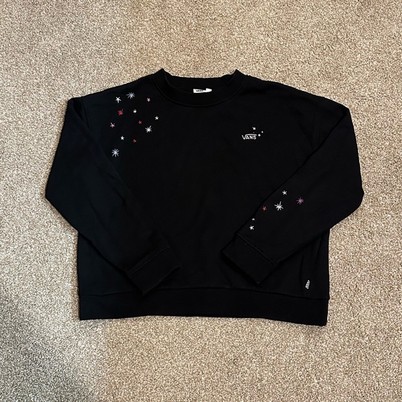 Vans Sweaters - Vans, Women’s, Crew Neck Sweater, Black, Star Detail, Medium